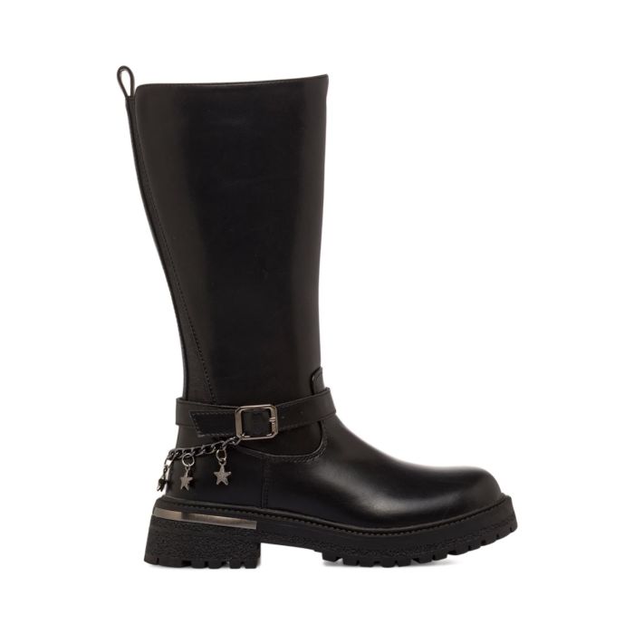 Stivali neri da bambina con cinturino con ciondoli