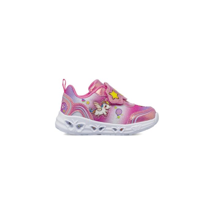 Sneakers fucsia da bambina Alesya Kids con unicorno e luci