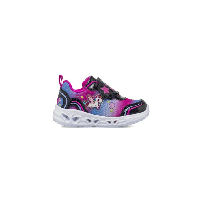 Sneakers nere e fucsia da bambina Alesya Kids con unicorno e luci
