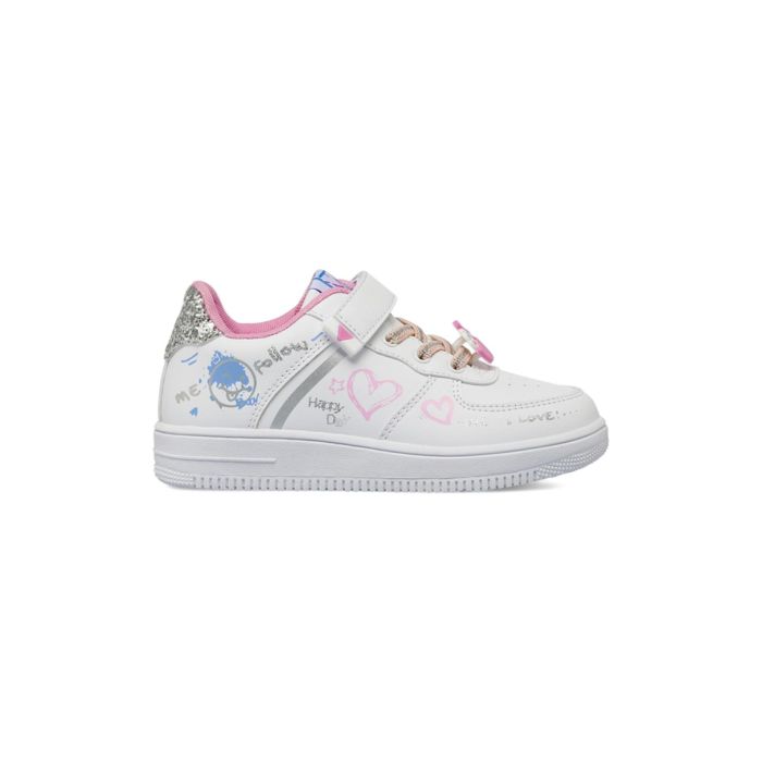 Sneakers bianche Alesya Girl da bambina con disegni e lacci con charms