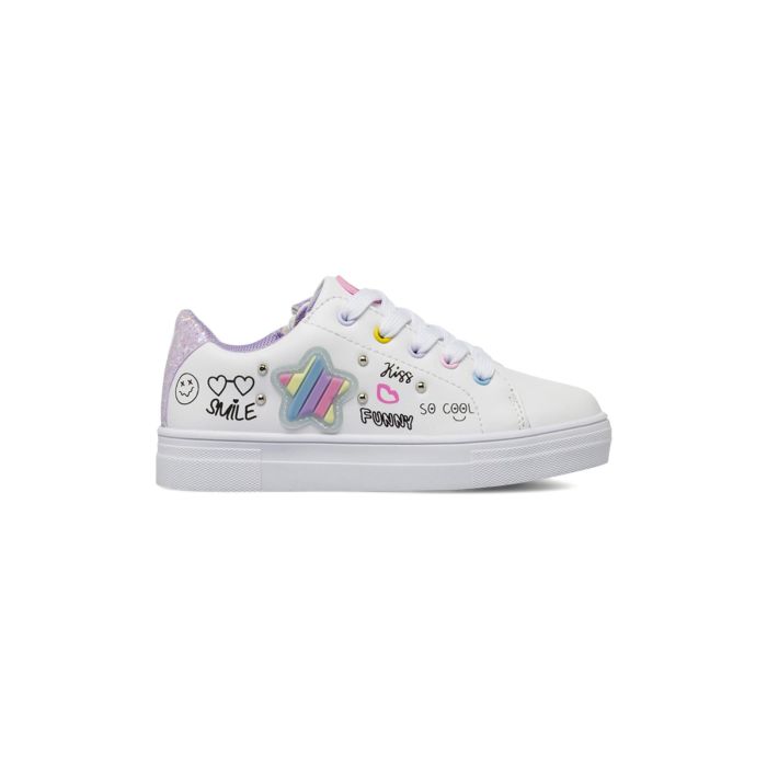 Sneakers bianche Alesya Girl da bambina con disegni e stella 3D