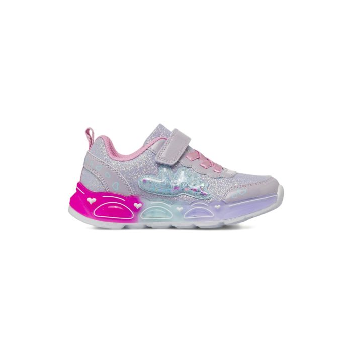 Sneakers argento glitter Alesya Girl da bambina con cuori e luci