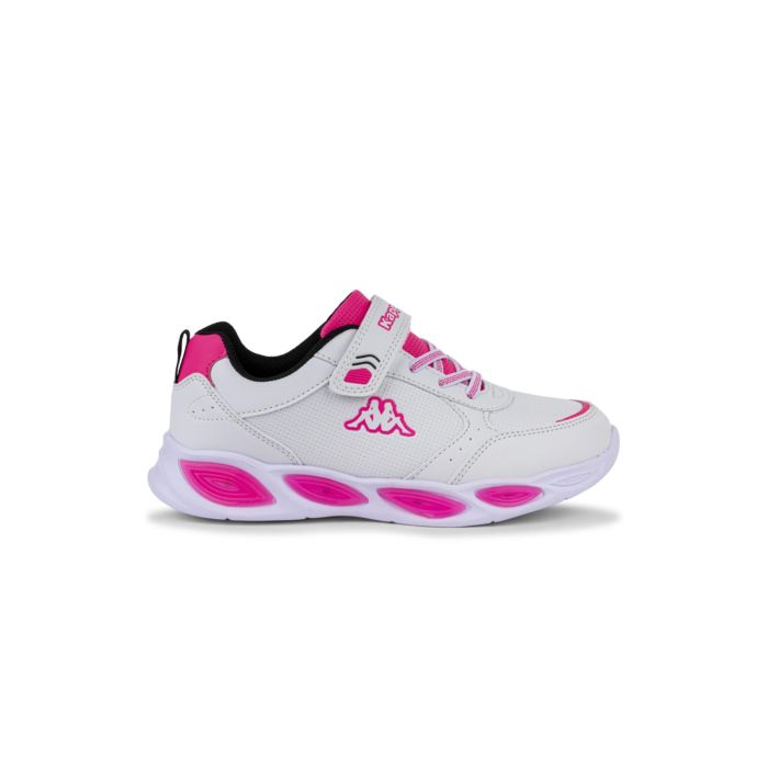Sneakers bambina da ginnastica bianche e fucsia con luci