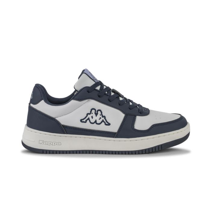 Sneakers basket da uomo bianche e blu con logo laterale