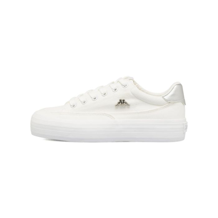 Sneakers tennis Kappa bianche da donna con suola platform e logo in 3D