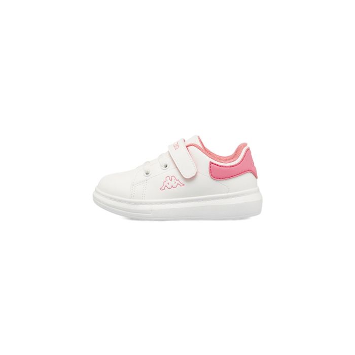 Sneakers tennis bianche Kappa da bambina con doppio strappo e logo laterale