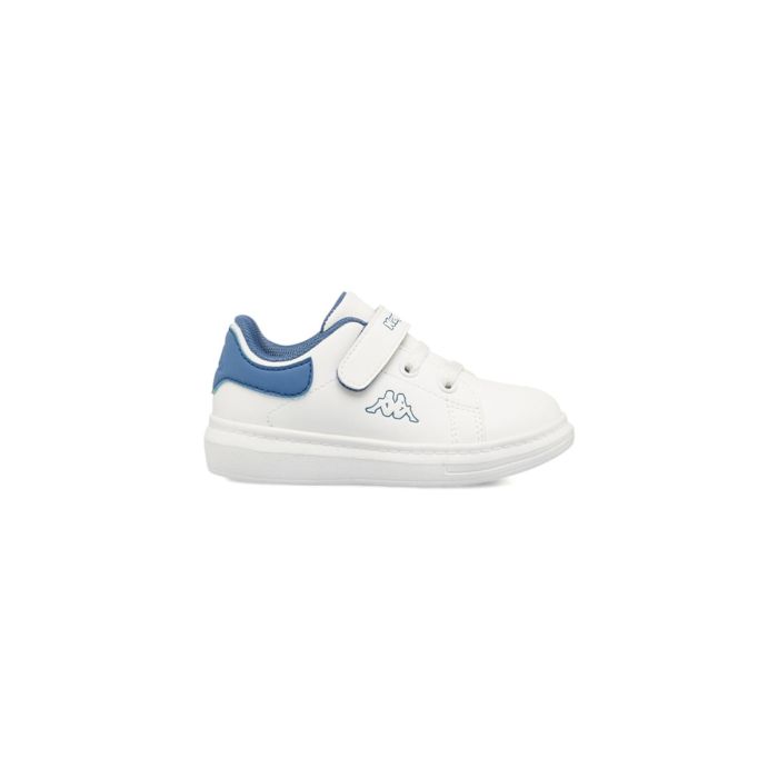 Sneakers tennis bianche Kappa da bambino con doppio strappo e logo laterale