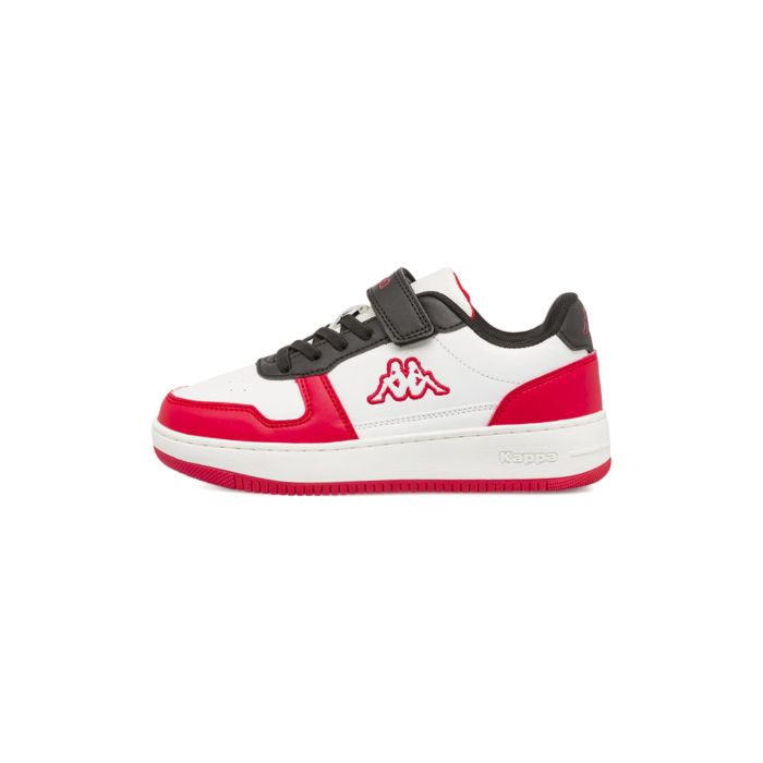 Sneakers basket Kappa rosse e bianche da bambino con logo laterale
