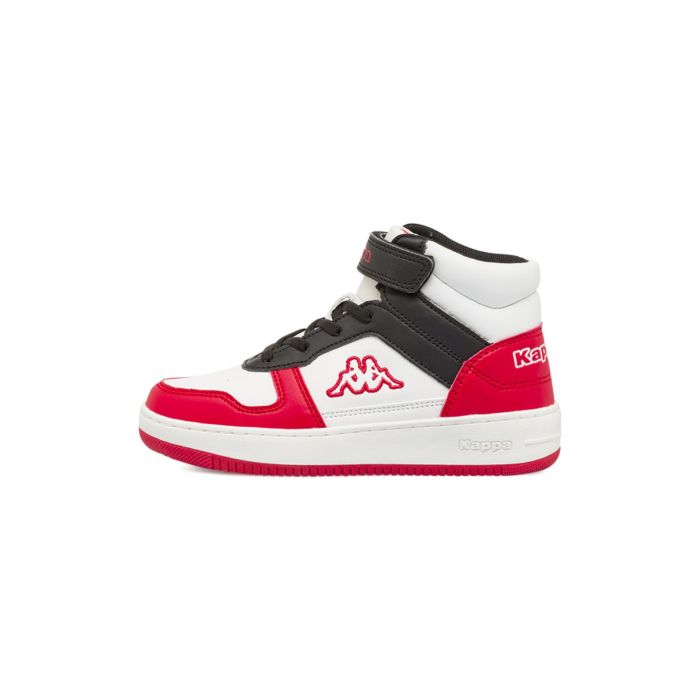 Sneakers alte basket Kappa rosse e bianche da bambino con logo laterale