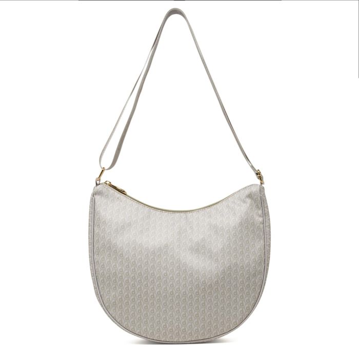 Moon bag beige Dimensione Danza da donna con stampa multilogo e tracolla regolabile
