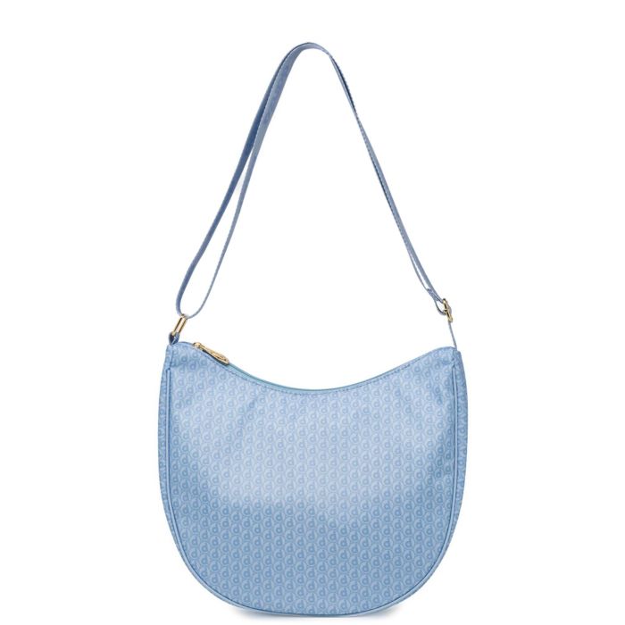 Moon bag azzurra Dimensione Danza da donna con stampa multilogo e tracolla regolabile