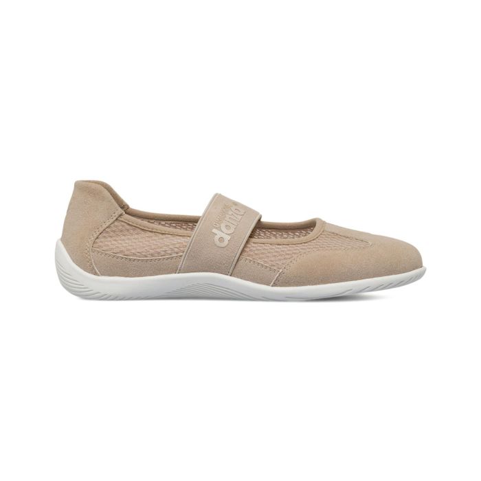 Ballerine beige da donna in tessuto con fascia elastica