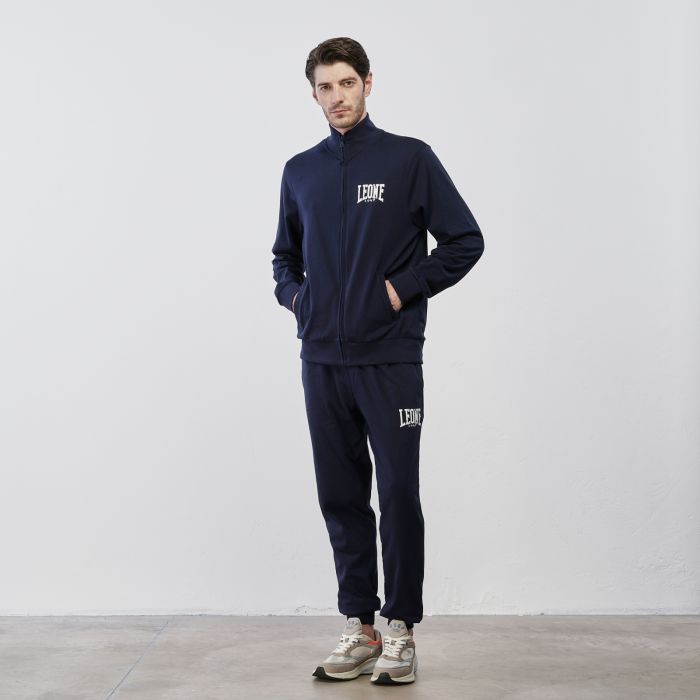 Tuta sportiva blu da uomo in cotone con logo