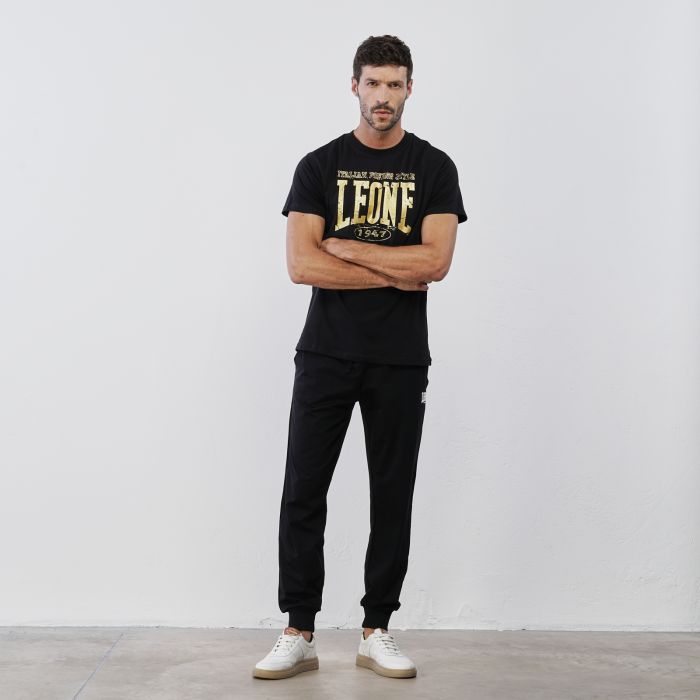 Pantaloni lunghi sportivi neri da uomo con logo