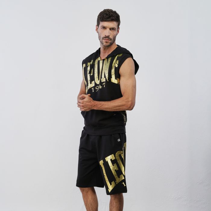 Pantaloncini sportivi neri da uomo con maxi logo