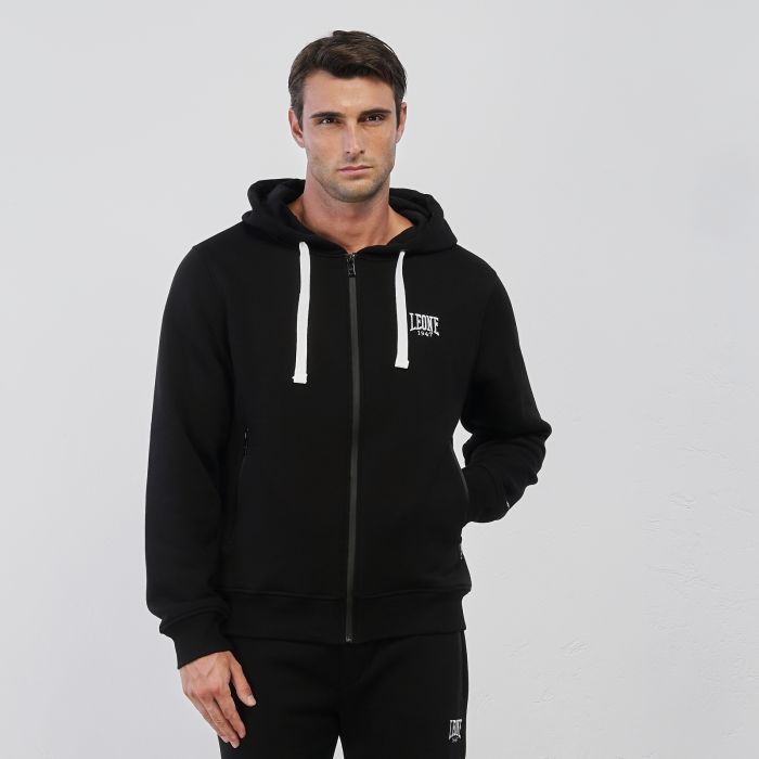 Felpa sportiva nera da uomo con zip