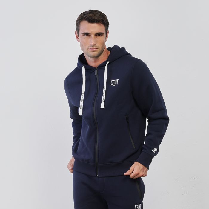 Felpa sportiva blu da uomo con zip