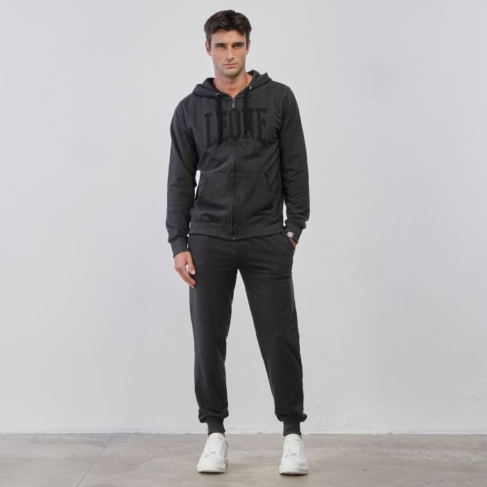 Pantaloni lunghi grigi sportivi da uomo con polsini