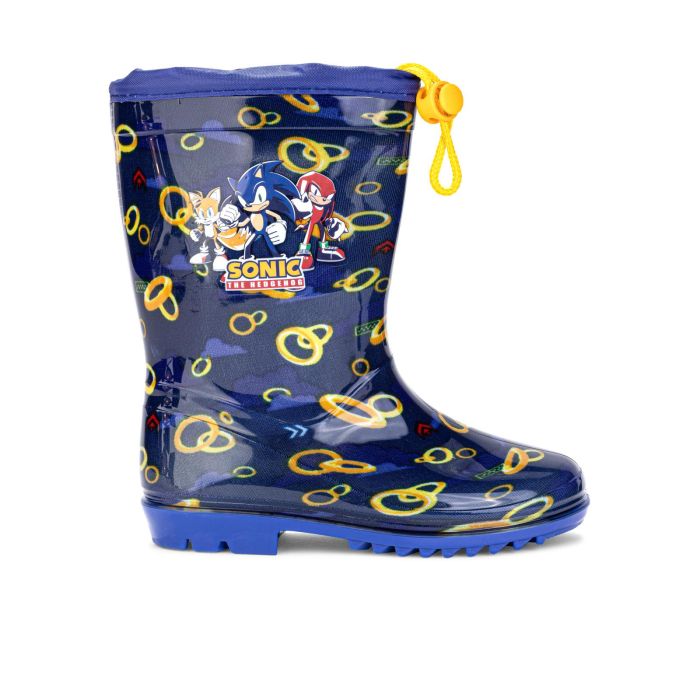 Stivaletti blu bambino da pioggia in gomma stampa cartoon Sonic