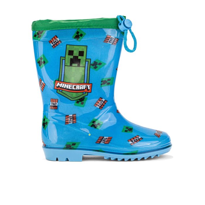 Stivaletti azzurri bambino da pioggia in gomma stampa cartoon Minecraft