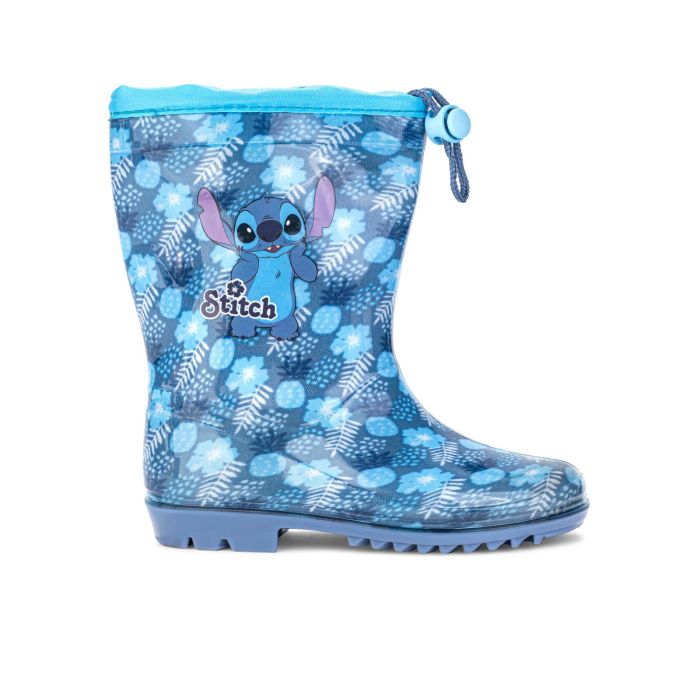 Stivaletti azzurri bambina da pioggia in gomma stampa cartoon Stitch