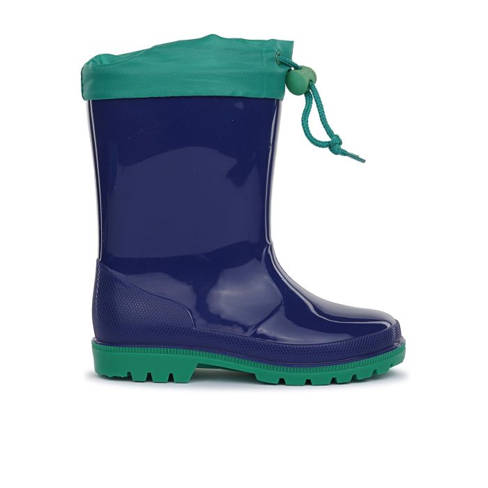 Stivaletti blu da pioggia con coulisse da bambino