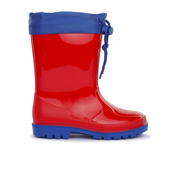 Stivaletti rossi da pioggia con coulisse da bambino