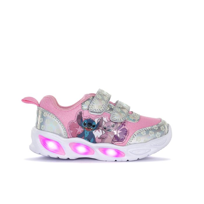 Sneakers rosa da bimba con luci e stampa cartoon Lilo e Stitch