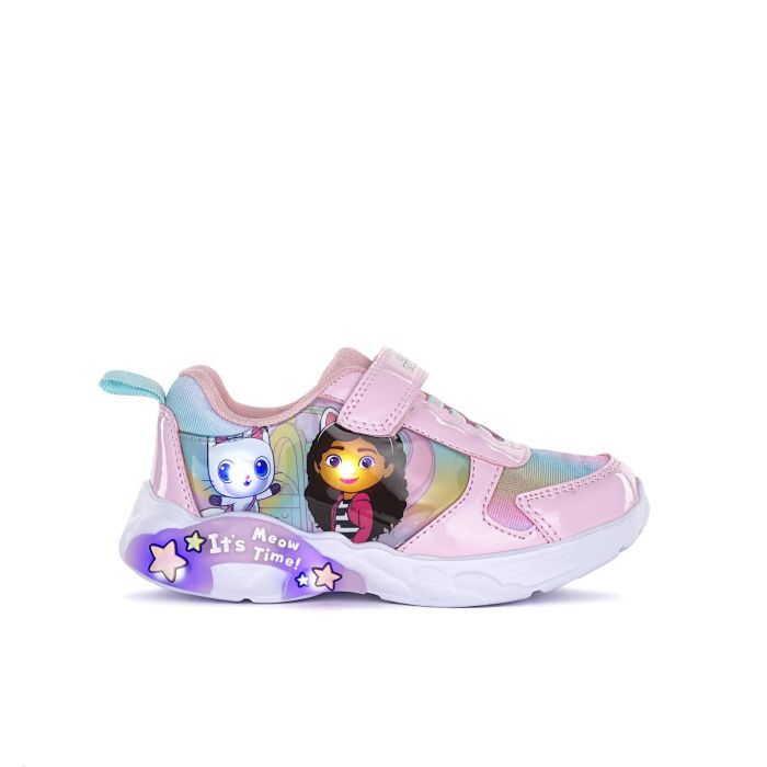 Sneakers rosa da bimba stampa cartoon con luci