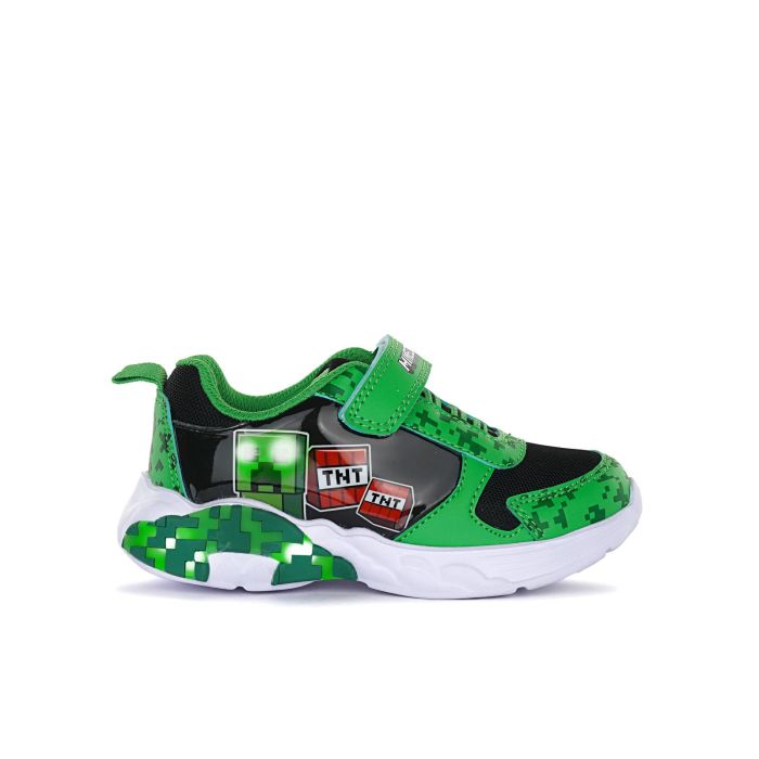 Sneakers verdi bambino stampa cartoon Minecraft con luci