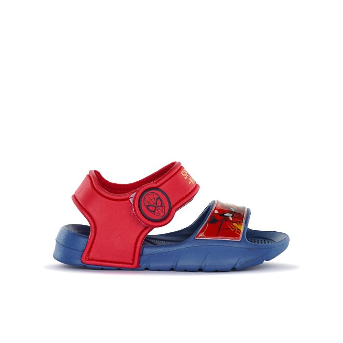 Sandali bimbo blu da mare in gomma stampa cartoon Spiderman con velcro