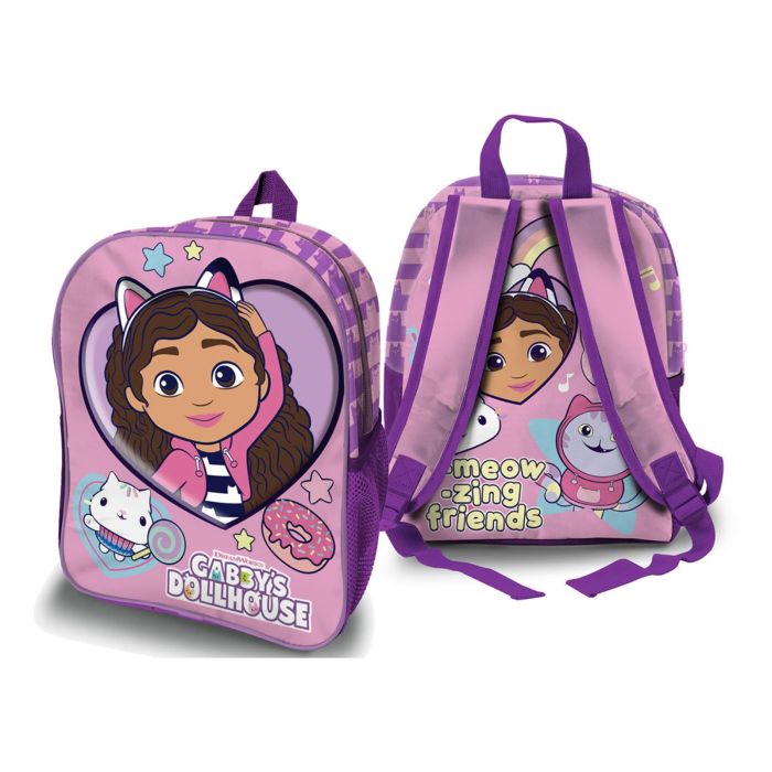 Zainetto viola da bambina stampa cartoon Gabby's Dollhouse con spallacci regolabili