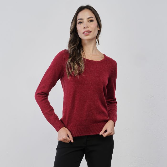 Maglioncino rosso da donna in tessuto lurex