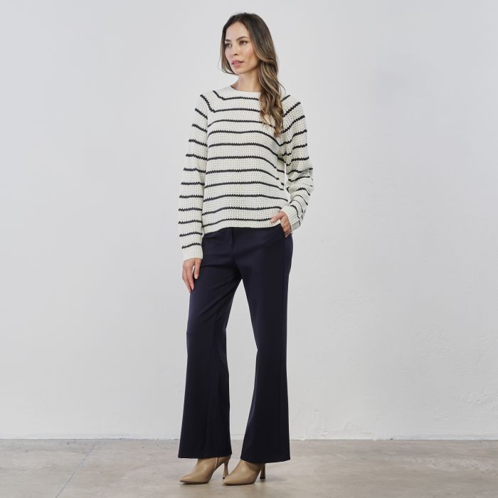 Pantaloni blu lunghi ampi da donna in tinta unita