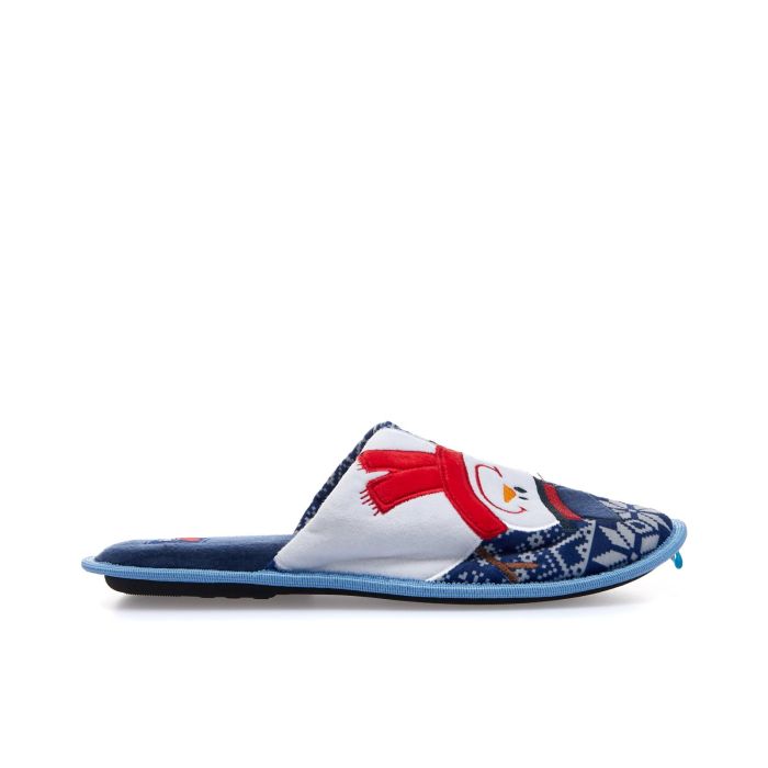 Ciabatte da casa blu con stampa natale