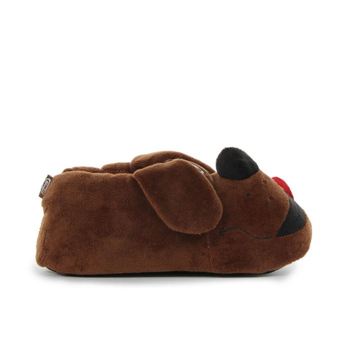 Babucce uomo marroni da casa a forma di cane