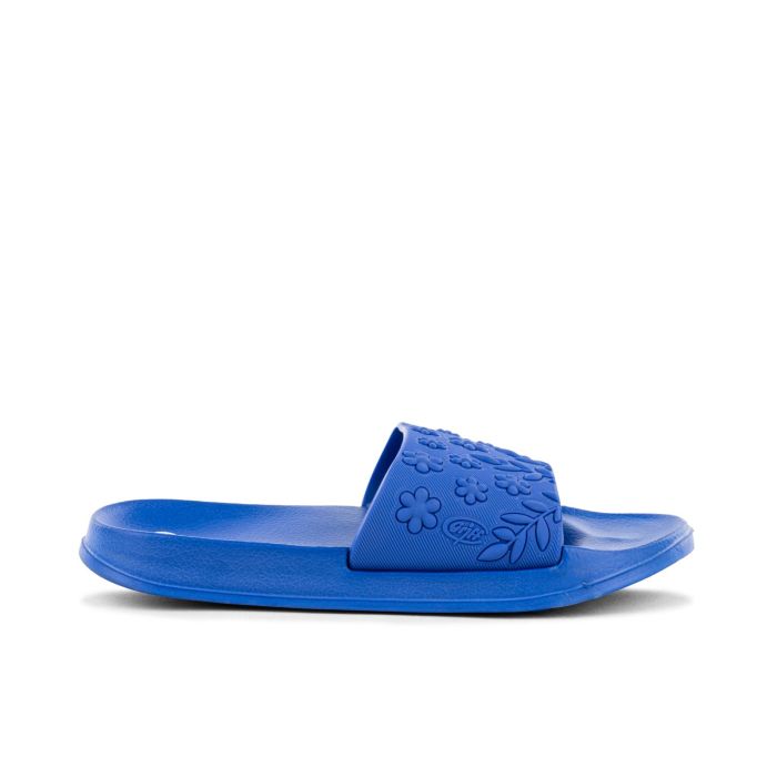 Ciabatte mare blu da donna in gomma con dettaglio fiori