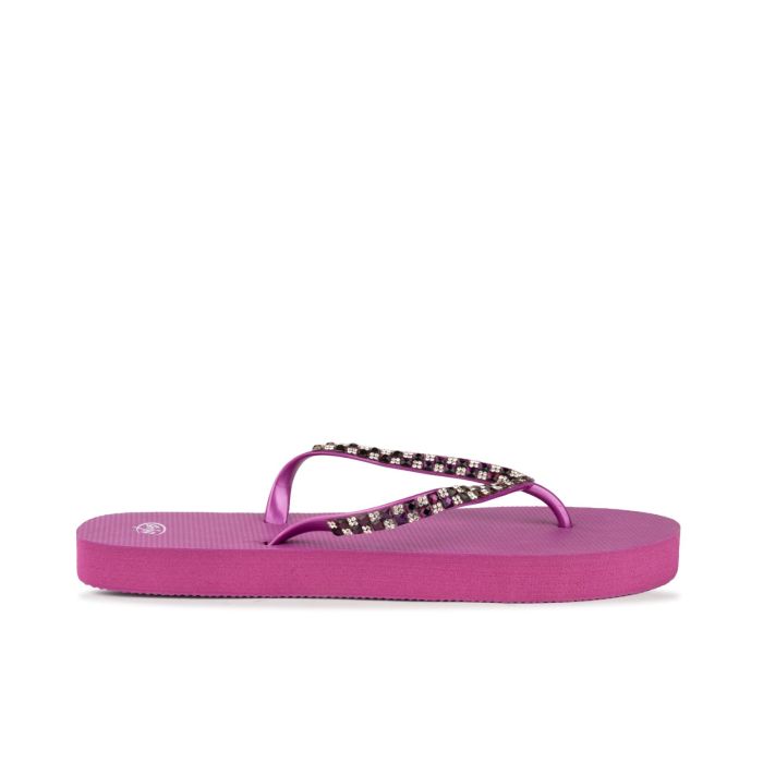 Ciabatte fucsia donna da mare in gomma modello infradito con strass