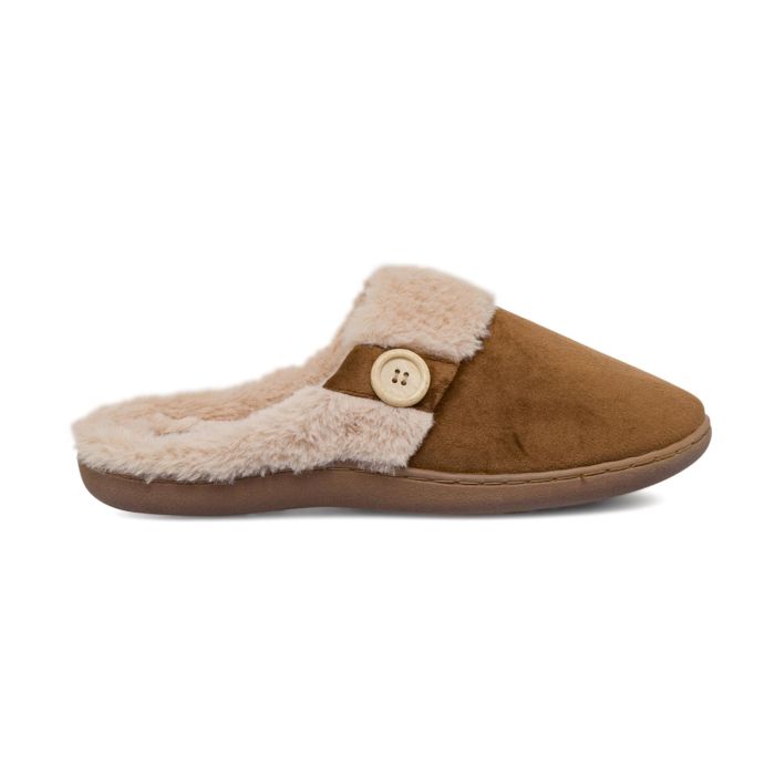 Ciabatte casa beige da donna con interno in pelo