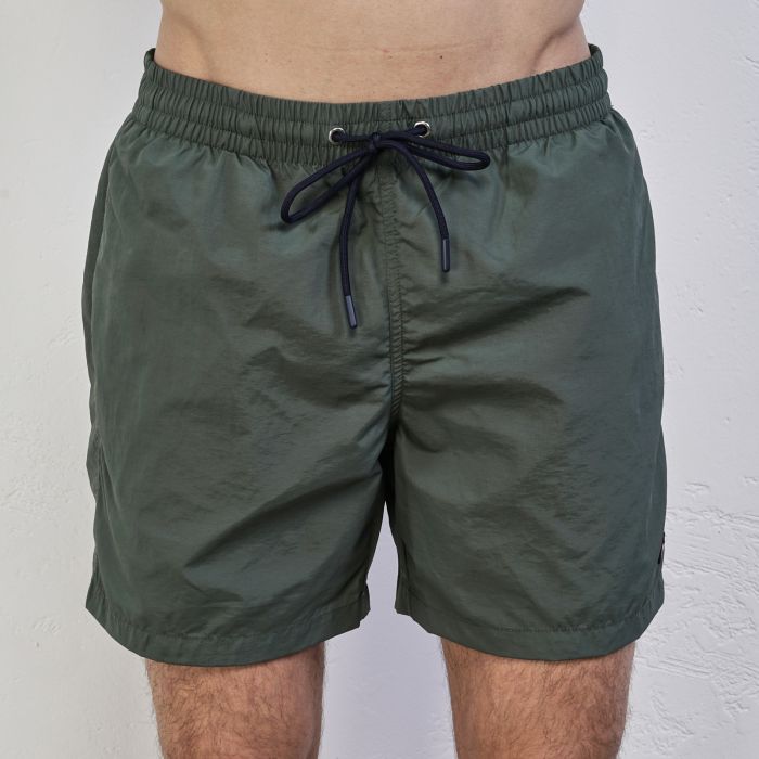 Costume mare verde da uomo in tinta unita