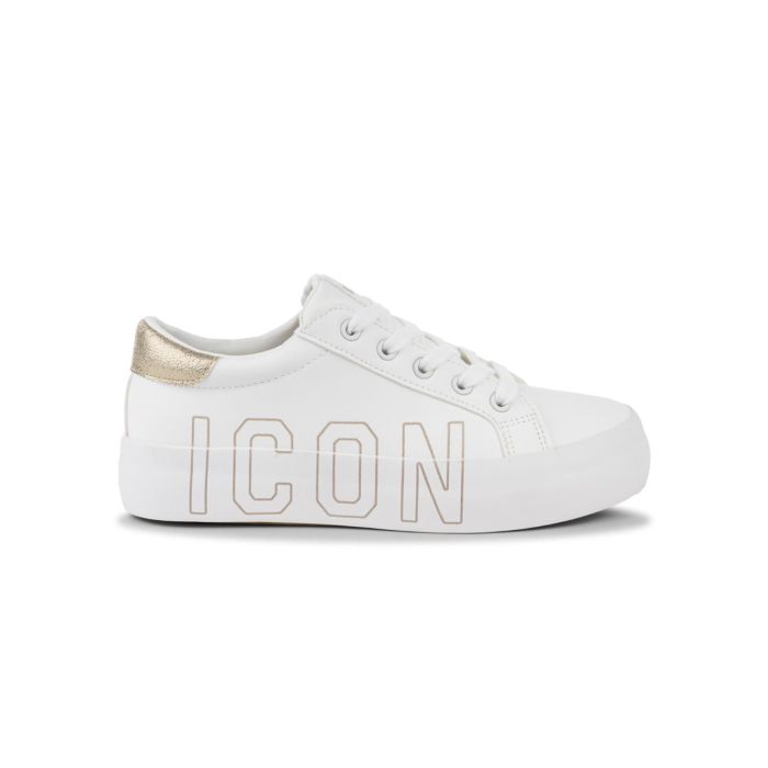 Sneakers bianche da donna con suola platform con maxi logo