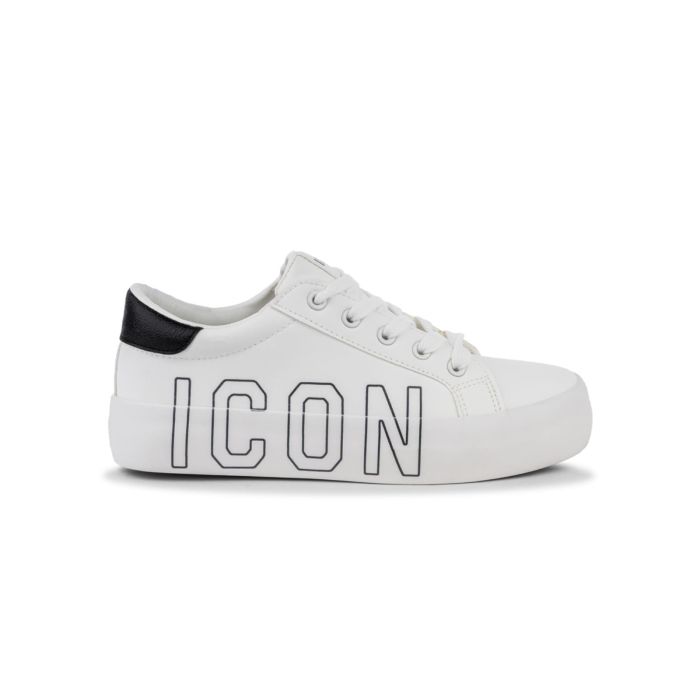 Sneakers bianche da donna con suola platform e maxi logo