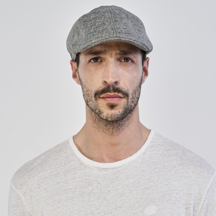 Coppola grigia da uomo misto lino