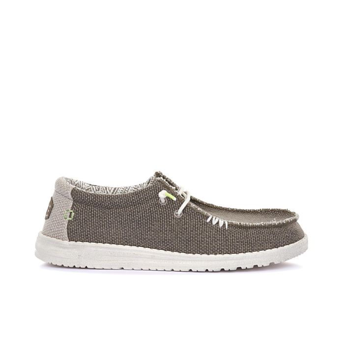 Sneakers marroni slip-on da uomo in tessuto con lacci