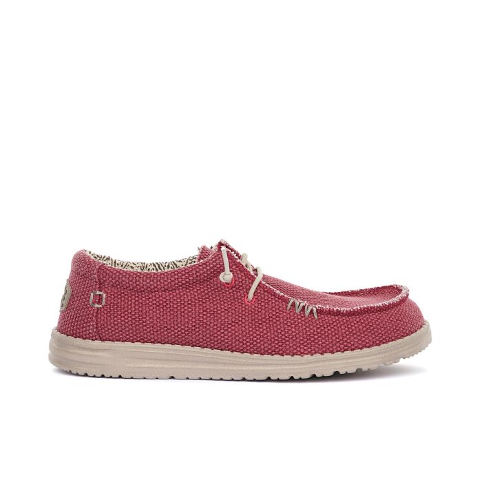 Sneakers rossi slip-on da uomo in tessuto con lacci