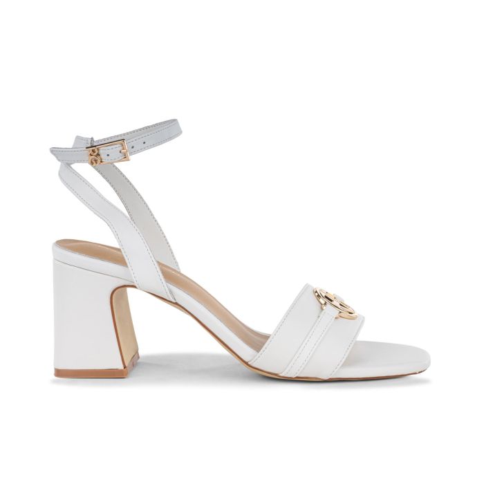Sandali bianchi da donna con tacco alto e cinturino
