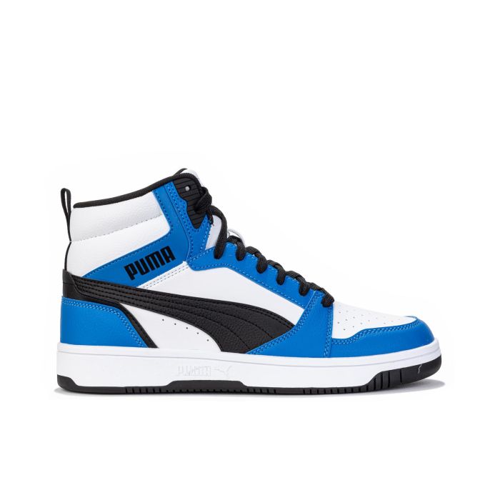 Sneakers alte basket bianche e azzurre da ragazzo Rebound V6 Mid