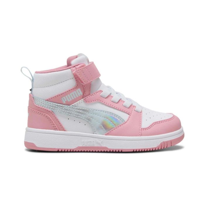Sneakers alte basket bianche e rosa da bambina Rebound Mid