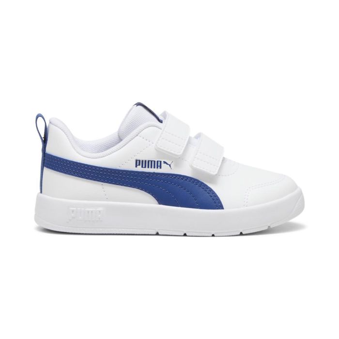 Sneakers bimba da ginnastica bianche e blu Courtflex V3 con strappi