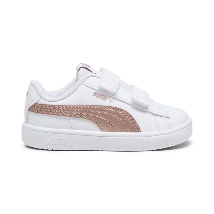 Sneakers tennis bianche da bambina modello Rickie con doppio velcro